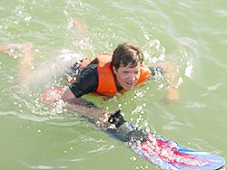 Mark getting ready to water ski